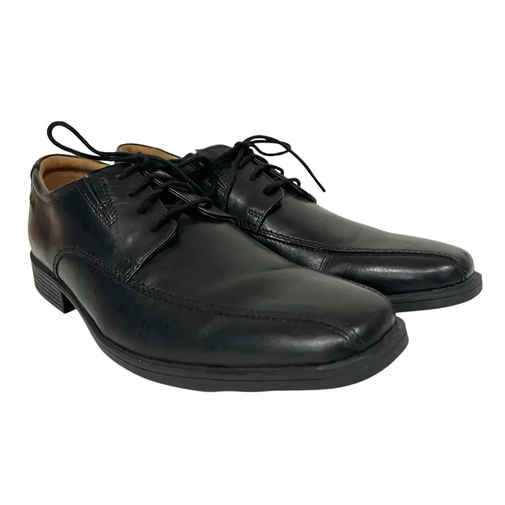 Clarks Tilden Walk Oxford Black Leather Size Mens 9.5M